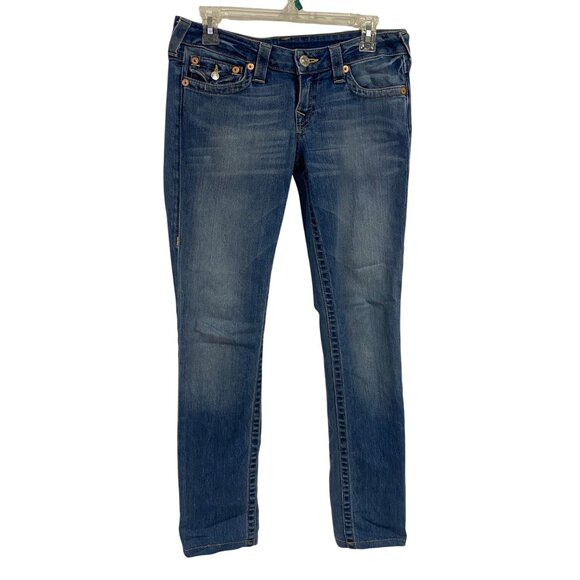True‎ Religion Straight Leg Jeans Low Rise Size 27 - Picture 1 of 14